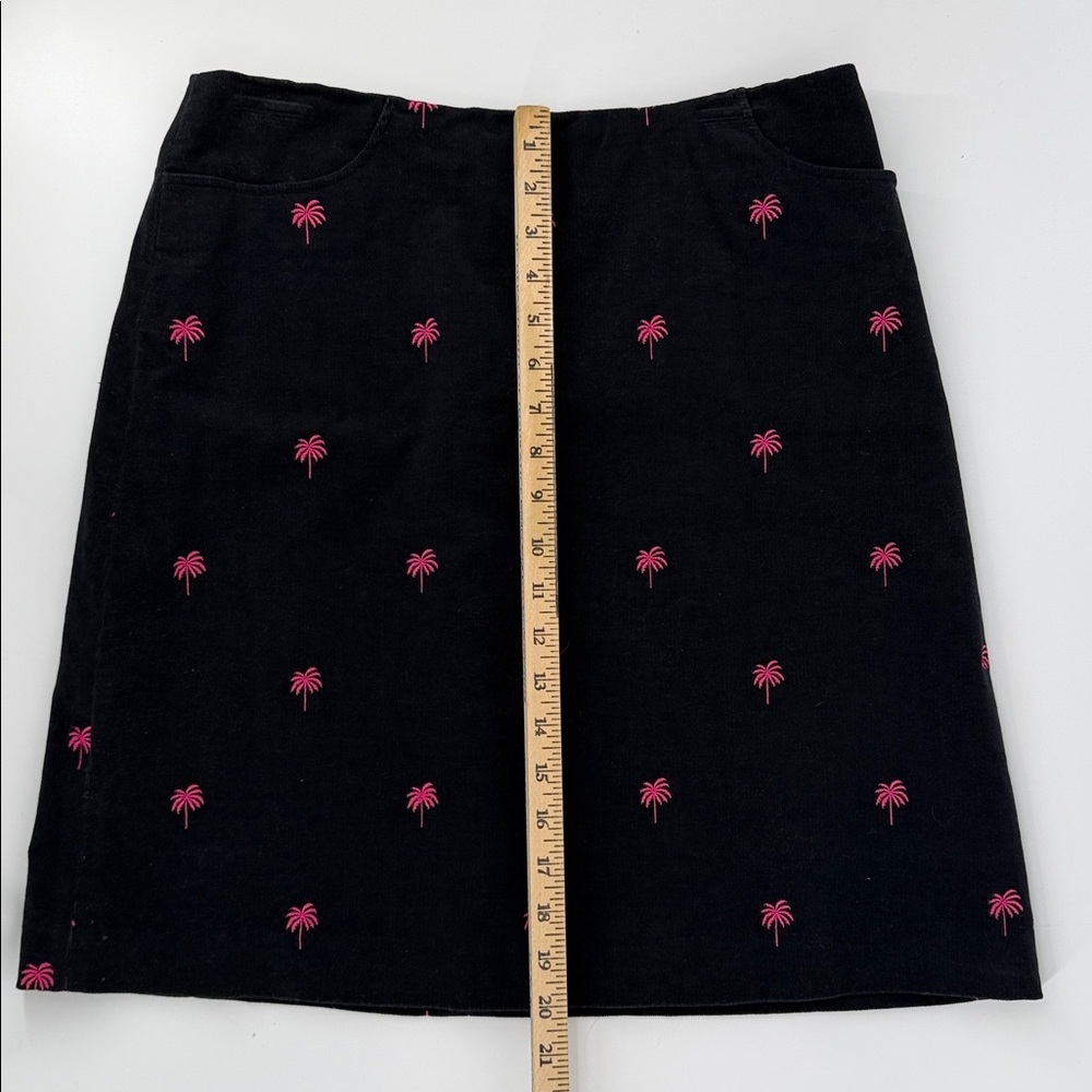 VTG Lilly Pulitzer Women’s Black Velour Pink Palm Short Skirt Sz 9 With Pockets - Picture 7 of 12